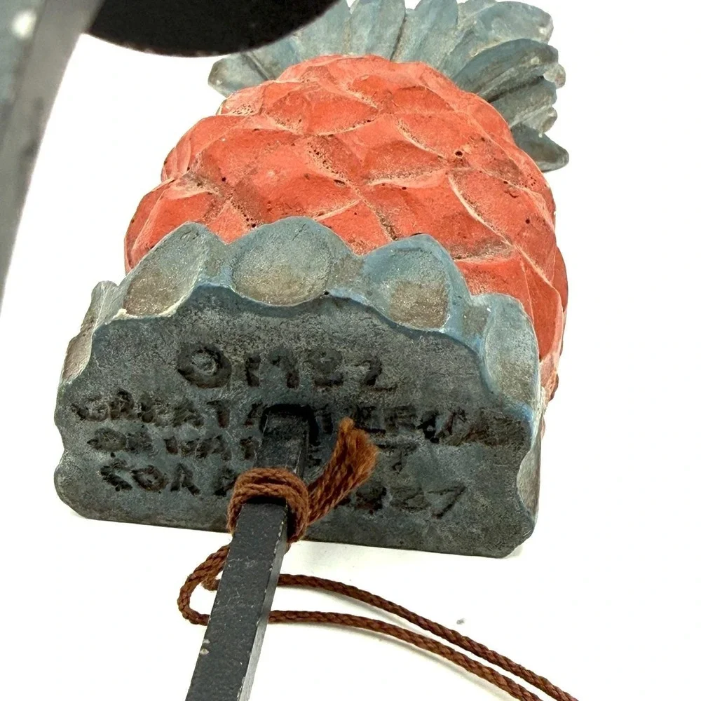 Vintage Great American Pineapple Candle Sconce Hand Carved Wood Wrought Iron